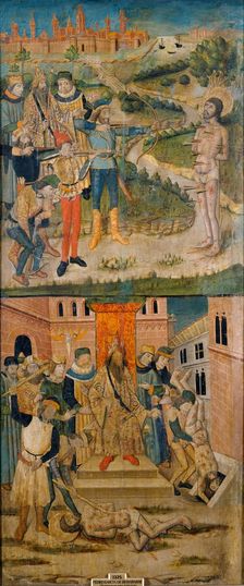 Martyrdom of Saint Sebastian and Saint Polycarp, c1470. Creator: Pedro García de Benavarre