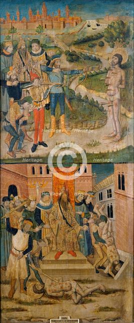 Martyrdom of Saint Sebastian and Saint Polycarp, c1470. Creator: Pedro García de Benavarre.