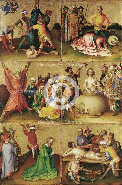 Martyrdom of the Apostles. Left panel. Artist: Lochner, Stephan (ca 1400/10-1451)