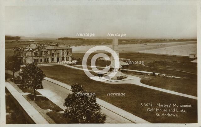 'Martyr's Monument, Golf House and Links, St. Andrews', c1900.  Artist: Unknown.