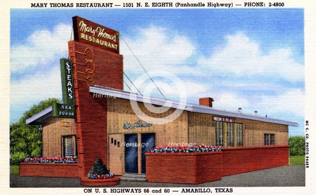 Mary Thomas Restaurant, Amarillo, Texas, USA, 1952. Artist: Unknown