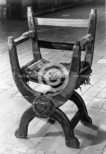 Mary Tudor's chair, Winchester Cathedral. Artist: Kerr