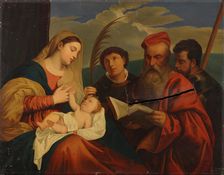 Mary with Child, St. Stephen, St. Jerome and St. Mauritius, a copy after Titian, 1849. Creator: Nils Jakob Blommer