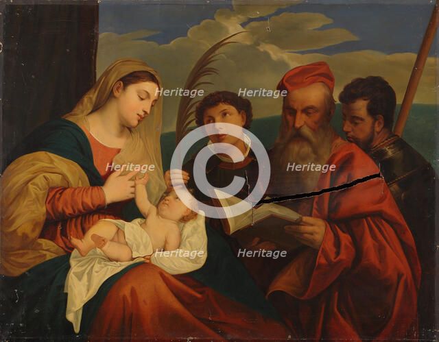Mary with Child, St. Stephen, St. Jerome and St. Mauritius, a copy after Titian, 1849. Creator: Nils Jakob Blommer.