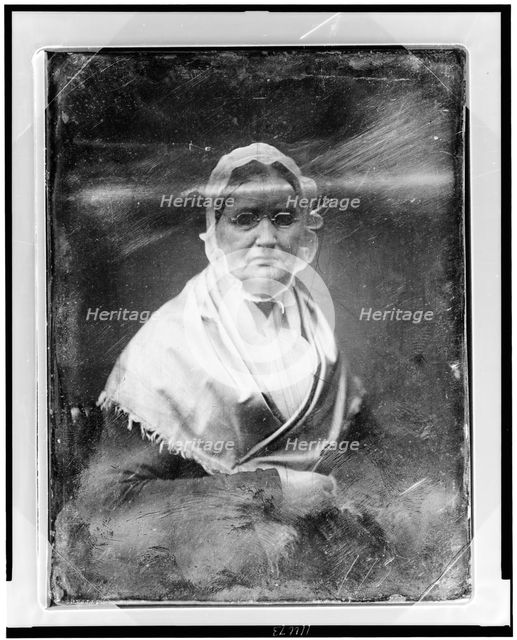 Mary Woodburn Greeley, half-length portrait of a woman, slightly to the..., between 1844 and 1860. Creator: Mathew Brady.