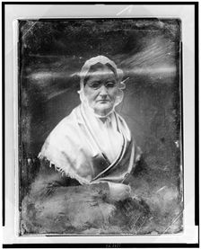 Mary Woodburn Greeley, half-length portrait of a woman, slightly to the..., between 1844 and 1860. Creator: Mathew Brady