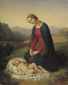 Mary worshiping the child, 1849. Creator: Johann Nepomuk Ender