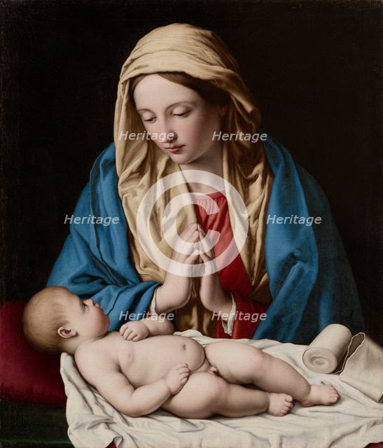 Mary worshipping the Christ Child, (1640-1660?). Creator: Giovanni Battista Salvi da Sassoferrato.