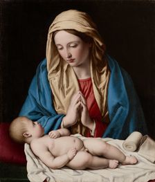 Mary worshipping the Christ Child, (1640-1660?). Creator: Giovanni Battista Salvi da Sassoferrato