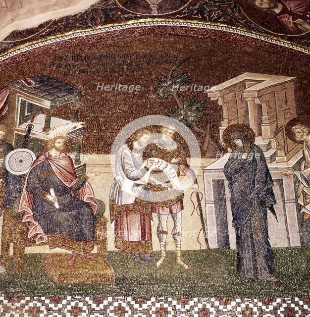 Mary and Joseph before Cyrenius, Byzantine Mosaic, Chora Church, Istanbul, c1310-1320. Artist: Unknown.