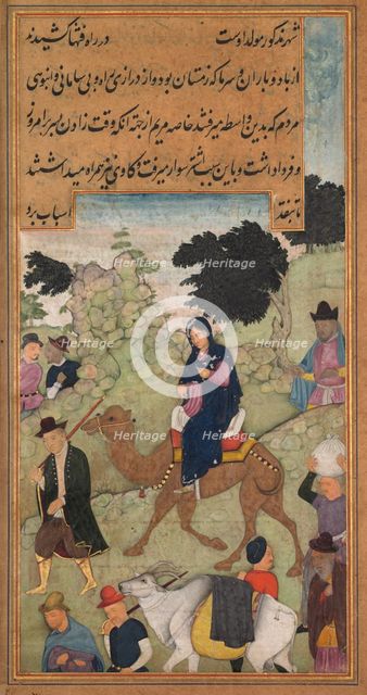 Mary and Joseph travel to Bethlehem, from a Mir’at al-quds of Father Jerome Xavier..., 1602-1604. Creator: Unknown.