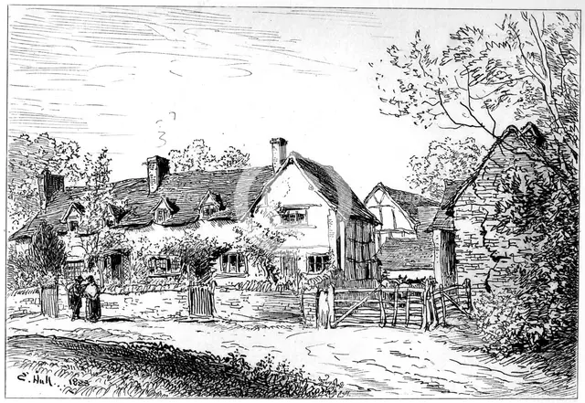 Mary Arden's cottage at Wilmcote, Warwickshire, 1885.Artist: Edward Hull