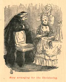 Mary arranging for the Christening 1897. Creator: John Leech