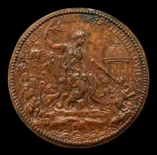 Mary as Peace Setting Fire to Arms [reverse], 1555. Creator: Jacopo da Trezzo