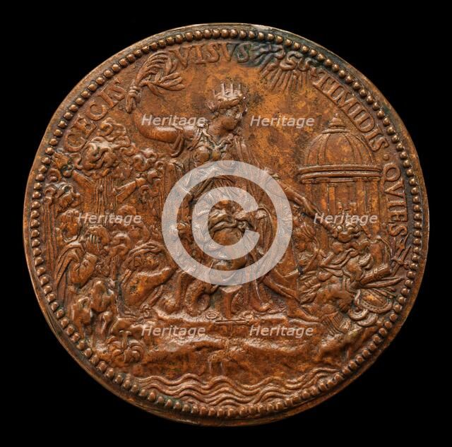 Mary as Peace Setting Fire to Arms [reverse], 1555. Creator: Jacopo da Trezzo.