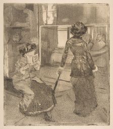 Mary Cassatt at the Louvre: The Etruscan Gallery, 1879-80. Creator: Edgar Degas