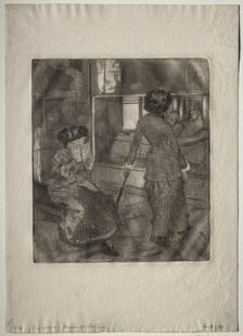 Mary Cassatt at the Louvre: The Etruscan Gallery, 1879-1880. Creator: Edgar Degas (French, 1834-1917)