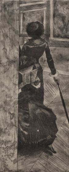 Mary Cassatt at the Louvre: The Paintings Gallery, 1879-1880. Creator: Edgar Degas (French, 1834-1917)