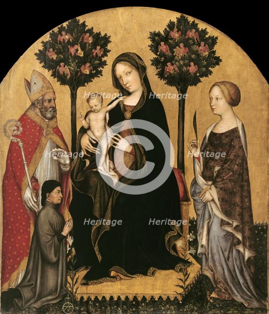 Mary Enthroned with the Child, Saints and a Donor. Artist: Gentile da Fabriano (ca 1370-1427)