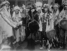 Mary Garden & Indians from Glacier Park, between c1910 and c1915. Creator: Bain News Service
