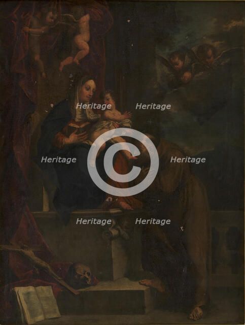 Mary, Jesus and St Francis, 1570-1719. Creator: Carracci'erne.