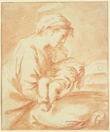 Mary lays the Christ Child down to sleep, 17th century. Creator: Sébastien Bourdon
