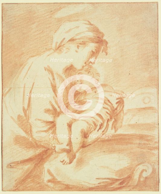 Mary lays the Christ Child down to sleep, 17th century. Creator: Sébastien Bourdon.