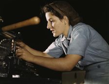 Mary Louise Stepan, 21, used to be a waitress...Consolidated Aircraft Corp., Fort Worth, Texas, 1942 Creator: Howard Hollem