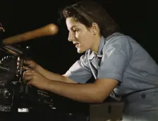 Mary Louise Stepan, 21, used to be a waitress...Consolidated Aircraft Corp., Fort Worth, Texas, 1942 Creator: Howard Hollem