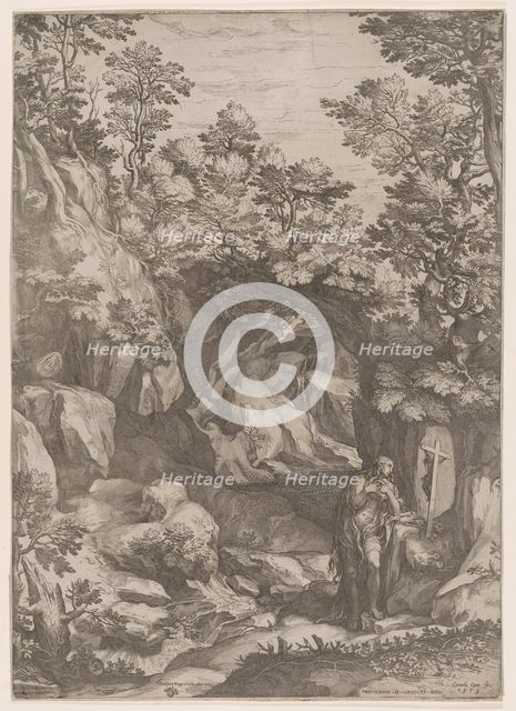 Mary Magdalen Repentant in the Wilderness, 1573. Creator: Cornelis Cort.