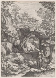 Mary Magdalen Repentant in the Wilderness, 1573. Creator: Cornelis Cort
