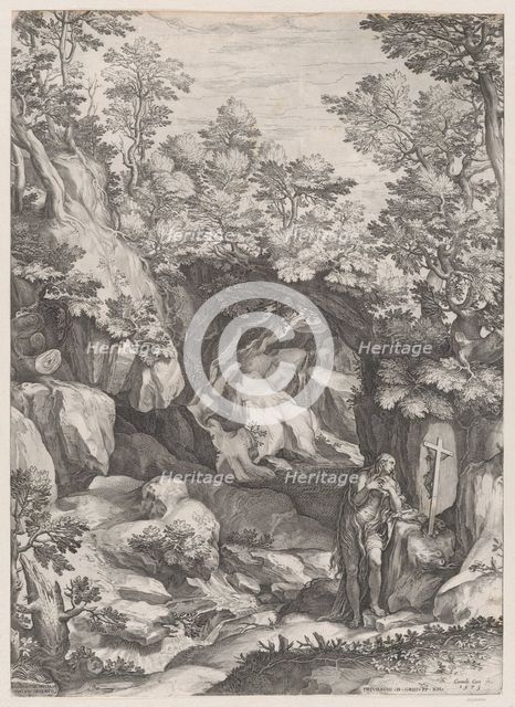 Mary Magdalen Repentant in the Wilderness, 1573. Creator: Cornelis Cort.