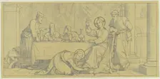 Mary Magdalene anoints the Saviour's feet, 19th century. Creator: Dominik Mosler