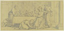 Mary Magdalene anoints the Saviour's feet, 19th century. Creator: Dominik Mosler