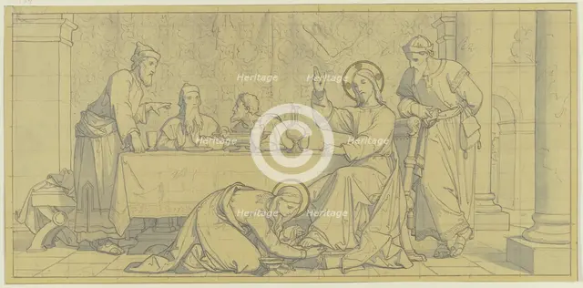 Mary Magdalene anoints the Saviour's feet, 19th century. Creator: Dominik Mosler.