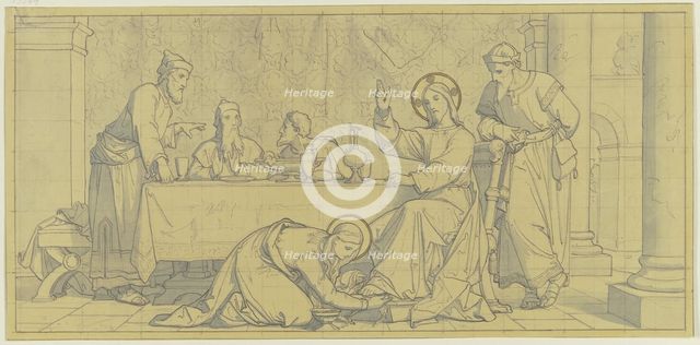 Mary Magdalene anoints the Saviour's feet, 19th century. Creator: Dominik Mosler.