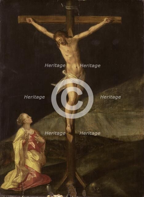 Mary Magdalene at the foot of the cross, c.1610. Creator: Anon.