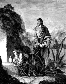 "Mary Magdalene at the Sepulchre" - painted by H. Le Jeune - in the possession of the Duke..., 1858. Creator: Unknown
