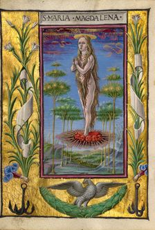 Mary Magdalene Borne Aloft; Gualenghi-d'Este Hours, about 1469. Creator: Taddeo Crivelli