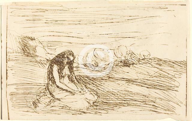 Mary Magdalene in Meditation (Madeleine en meditation), 1858. Creator: Jean-Baptiste-Camille Corot.