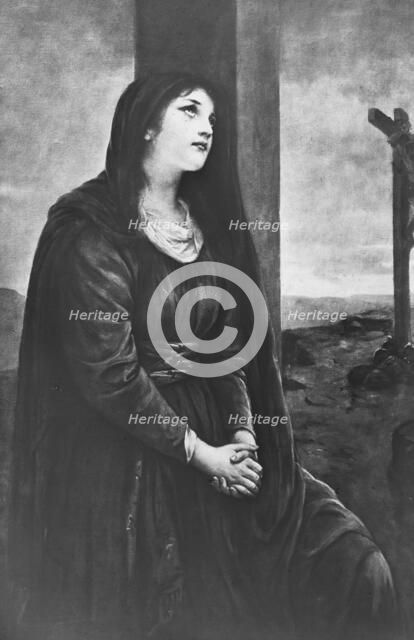 Mary Magdalene seated below the Cross, late 19th or early 20th century. Artist: Newton & Co