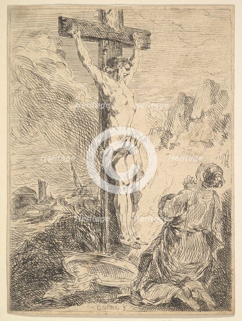Mary Magdalene Praying at the Foot of the Cross, 1720-83. Creator: Michel-Francois Dandre-Bardon.