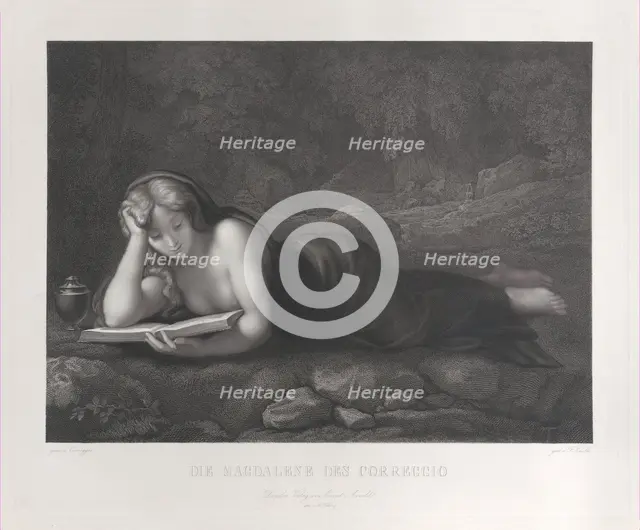 Mary Magdalene reading in the desert, 1827-75. Creator: Johann Heinrich Friedrich Ludwig Knolle.