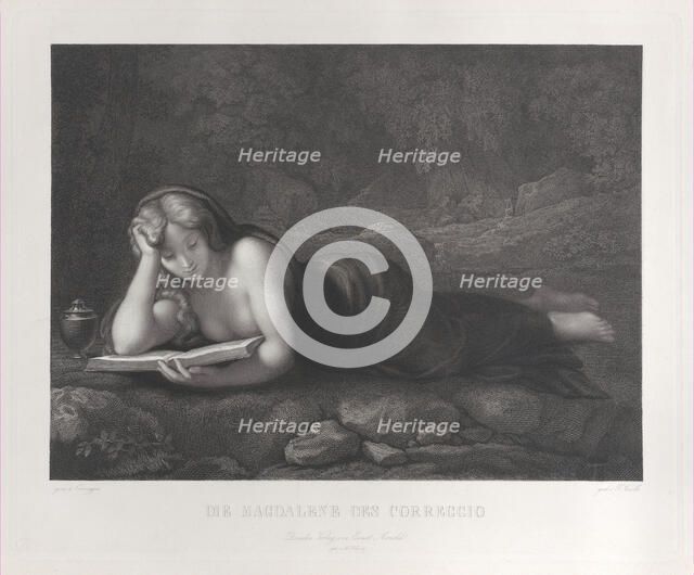 Mary Magdalene reading in the desert, 1827-75. Creator: Johann Heinrich Friedrich Ludwig Knolle.