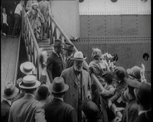 Mary Pickford Walking Down the Gangplank to Disembark from an Ocean Liner in the United Kingdom,1920 Creator: British Pathe Ltd