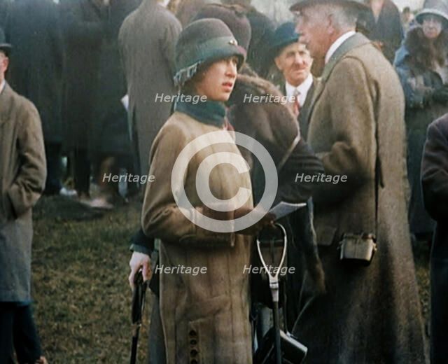 Mary, Princess Royal and Countess of Harewood Amongst a Crowd at a Horse Racing Event, 1920. Creator: British Pathe Ltd.