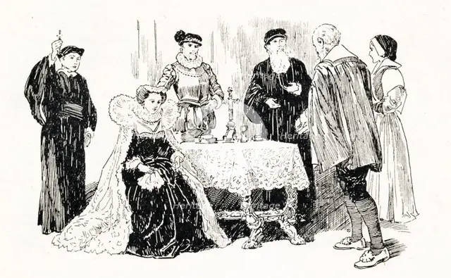 'Mary Queen of Scots taking the Oath', 1925. Creator: Howard Davie.