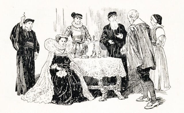 'Mary Queen of Scots taking the Oath', 1925. Creator: Howard Davie.