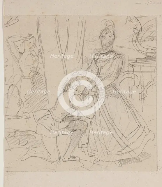 Mary, Queen of Scots and Rizzio, between 1800 and 1857. Creator: Achille Deveria.