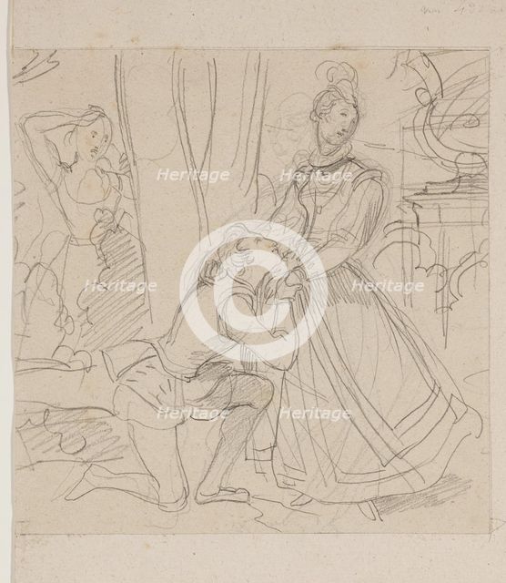 Mary, Queen of Scots and Rizzio, between 1800 and 1857. Creator: Achille Deveria.